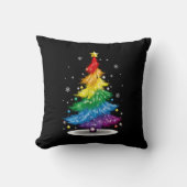 ゲイLGBTプライドレインボークリスマスツリーメリークリスマス クッション (正面)