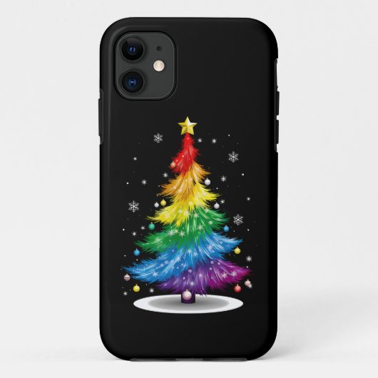 ゲイLGBTプライドレインボークリスマスツリーメリークリスマス Case-Mate iPhoneケース (裏面)