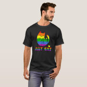 ゲイLgbt Allycatプライド月猫AllyプライドR Tシャツ (正面フル)