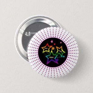 ゲイLGBTQプライドスターズレインボー 缶バッジ