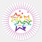 ゲイLGBTQプライド月スターズレインボーカラフルル ラウンドシール (正面)