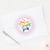 ゲイLGBTQプライド月スターズレインボーカラフルル ラウンドシール (封筒)