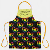 ゲイLGBTQレインボーハートパターンビジネス名 エプロン (正面)