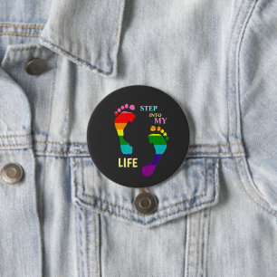 ゲイLGBTQレインボープライド月ステップマイライフ足 缶バッジ