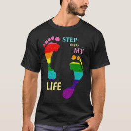 ゲイLGBTQレインボープライド月ステップマイライフ足 Tシャツ