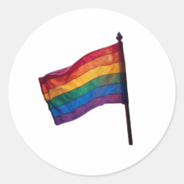 ゲイlgbtqレインボー国旗 ラウンドシール