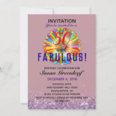 ゲイLGBTQ任意の年齢の素晴らしいレインボー誕生日マウヴ 招待状 (正面)