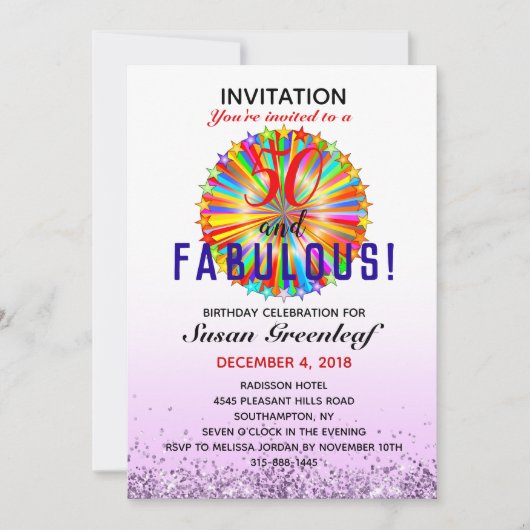 ゲイLGBTQ任意の年齢の素晴らしい虹の誕生日 グラデーション 招待状 (正面)