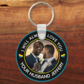ゲイLGBTQ写真のカップル結婚のパーソナライズ キーホルダー (正面)