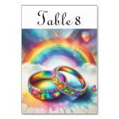 ゲイLGBTQ結婚のレインボーリングや輪表 テーブルナンバー (裏面)