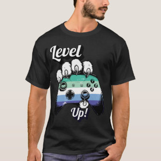 ゲイMLMプライドレベルアップタイガーパウコントローラーTシャツ Tシャツ
