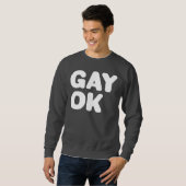 ゲイOK大きな文字LGBT同盟白とダークグレー スウェットシャツ (正面フル)
