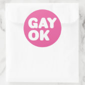 ゲイOK大はっきりした文字ステートメント白とピンク ラウンドシール (バッグ)