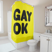 ゲイOK / 誇りを持ったゲイへ/ LGBT支援デザイン シャワーカーテン (インサイチュ)