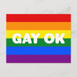 ゲイOK LGBT 6ストライプレインボーゲイプライド国旗 ポストカード