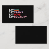 ゲイSay Trans Say Love Say Equality Gay Rights 名刺 (正面/裏面)