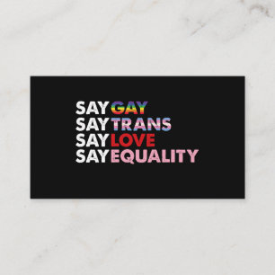 ゲイSay Trans Say Love Say Equality Gay Rights 名刺