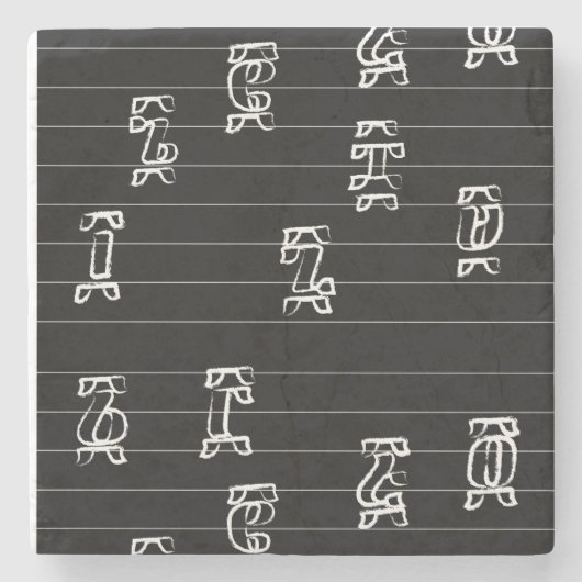 ゲエズ数字のイラスト – 伝統的なエチオピア ストーンコースター (正面)