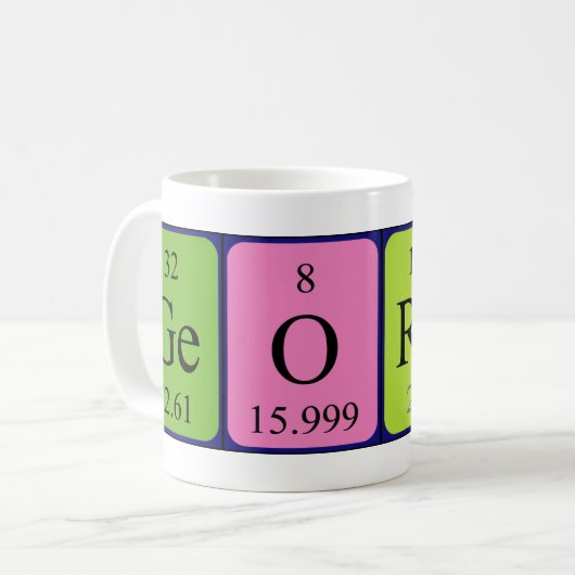 ゲオルゲスの周期表の名前のマグ コーヒーマグカップ (正面左)