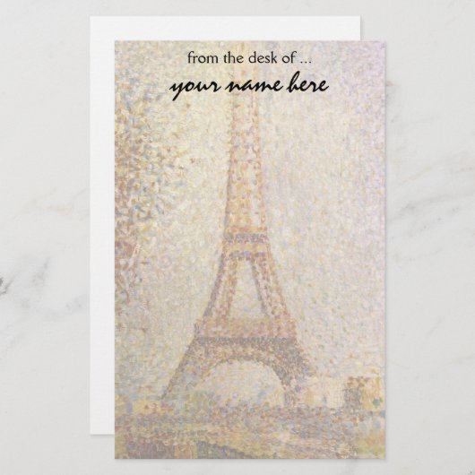 ゲオルゲスSeuratのヴィンテージのファインアート著エッフェル塔 便箋 (正面/裏面)