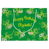 ゲコトカゲ誕生日パーティーかわいい子供たち ラージペーパーバッグ (正面)