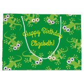 ゲコトカゲ誕生日パーティーかわいい子供たち ラージペーパーバッグ (裏面)