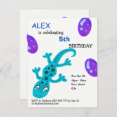 ゲコリザード子供の誕生日パーティーカード 招待状 (正面/裏面)