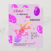 ゲコリザード子供の誕生日パーティーカード 招待状 (正面/裏面)