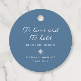 ゲストのための埃っぽいブルーの冬のウェディングブランケット フェイバータグ