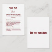 ゲストのブライダルシャワー結婚ゲームを見つける ノートカード (正面/裏面)