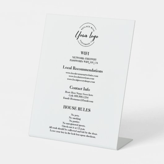 ゲストのロゴ用のカスタマイズ可能なWIFIパスワード 台座サイン (正面)