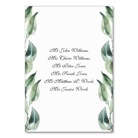 ゲストの名前のエレガントな結婚式のテーブルいいえカード テーブルナンバー (裏面)