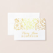 ゲストの座席の座席表の金ゴールドの落ちる紙吹雪 箔カード (封筒付き正面)