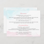 ゲストの情報カード|の水彩画のピンクおよび青 エンクロージャーカード (正面/裏面)