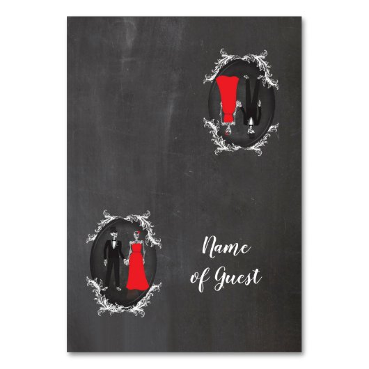 ゲストの結婚式のスカルの骨組のテーブルのカード名 テーブルナンバー (正面)