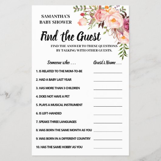 ゲストの赤ちゃんシャワーのバイリンガルゲームカードを見つける チラシ (正面)