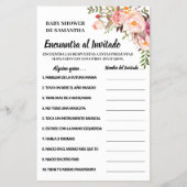 ゲストの赤ちゃんシャワーのバイリンガルゲームカードを見つける チラシ (裏面)