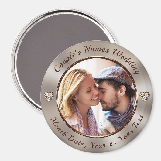 ゲストまたはブライダルシャワーのための格安結婚式の引き出物 マグネット (正面/裏面)