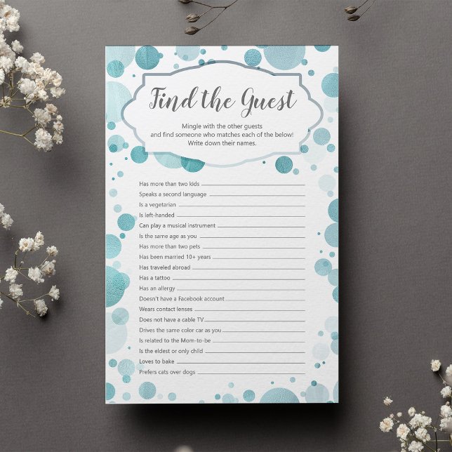 "ゲストを見つける"新しいトレンディーおもしろいベビーシャワーゲーム (クリエイターアップロード済み)