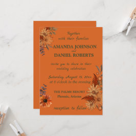 ゲストを迎える準備ができたラスティックな花 招待状