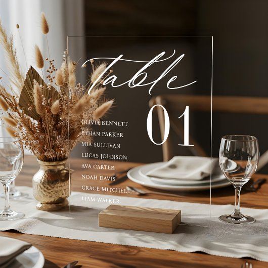 ゲストエレガント名ミニマル席台番号 アクリルサイン