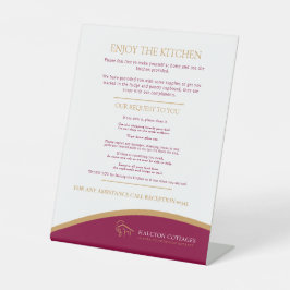 ゲストキッチンレッド金ゴールド物件レンタル事業 台座サイン