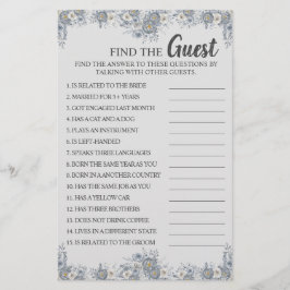 ゲストグレーフローラブライダルシャワーゲームカード チラシ