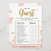 ゲストゲームの検索 |金ゴールドとピンクのブライダルシャワー (正面/裏面)