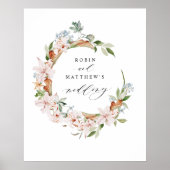 ゲストサインのまわりにの結婚開花のサイン ポスター (正面)