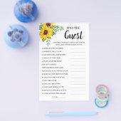 ゲストサンフラワーズブライダルシャワーゲームカードの検索 チラシ (シングル)