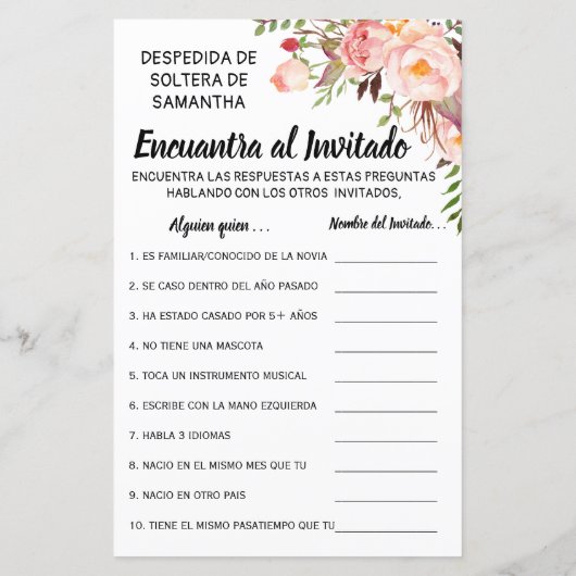 ゲストシャワー英語ゲームを見スペインのつける (裏面)