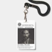 ゲストスピーカー作家イベントロゴQRコードフォトID バッジ (ストラップ付き表面)