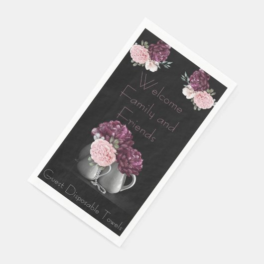 ゲストタオル使い捨て牡丹ウェルカムファム&フロント (コーナー)