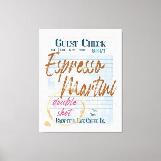 ゲストチェックレシートエスプレッソマルティーニダブルショット キャンバスプリント (正面)